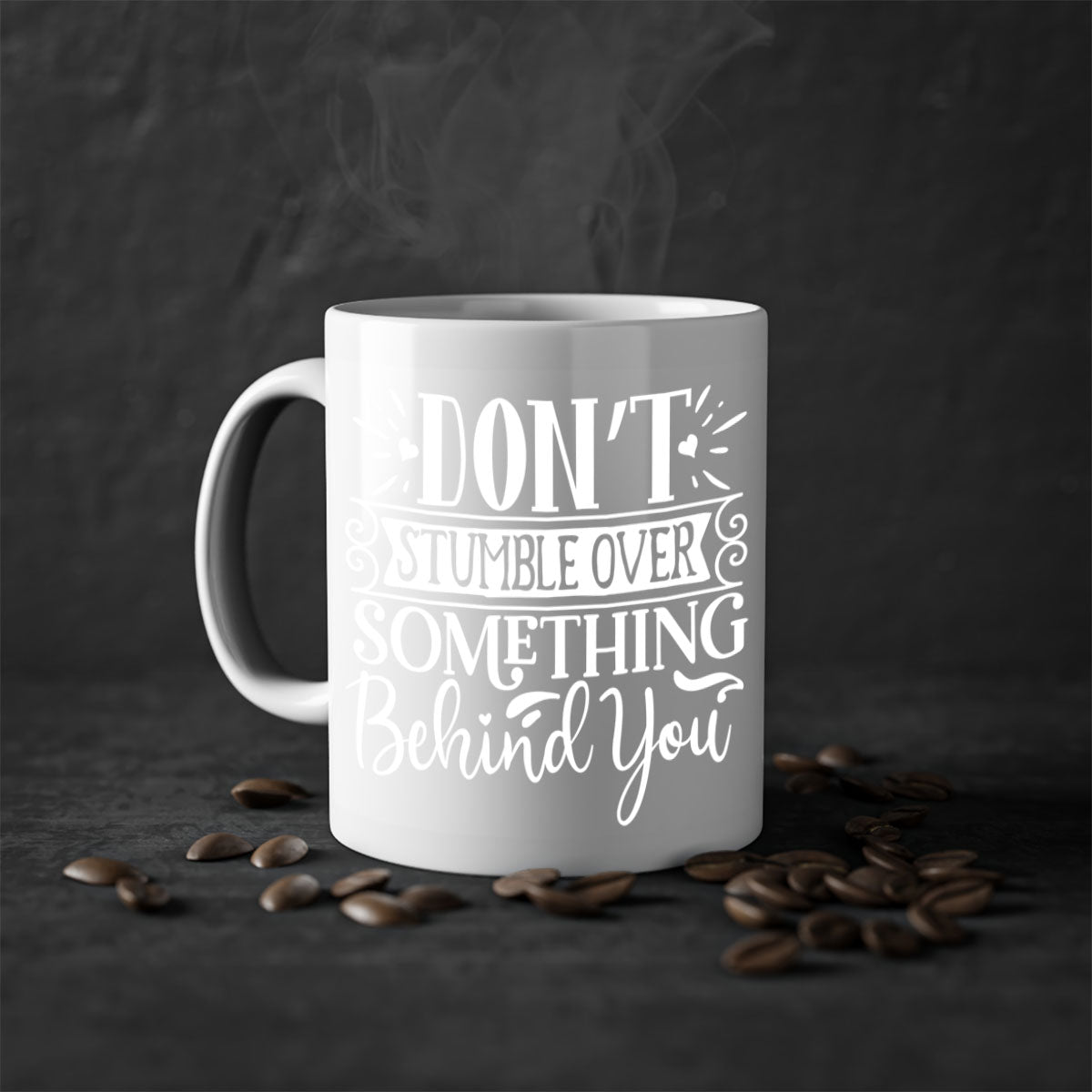 A stylish two-tone ceramic mug with a motivational quote, featuring a colored handle and glossy finish, available in multiple colors.