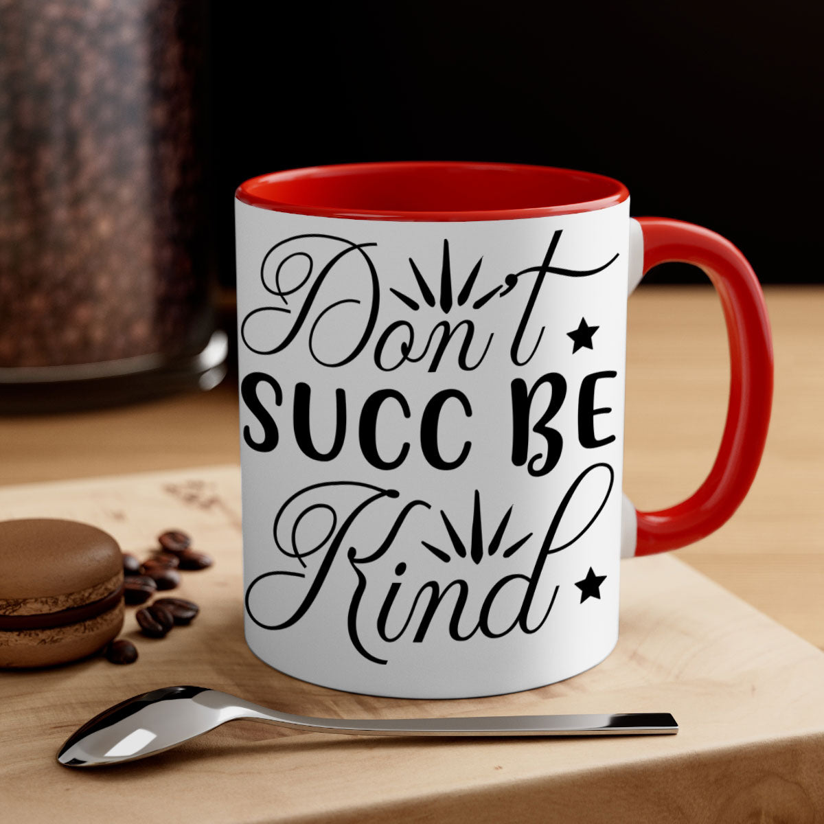 Dont Succ Be Kind 95# Mug with two-tone design, available in multiple colors and sizes, featuring a glossy finish and easy-grip handle.