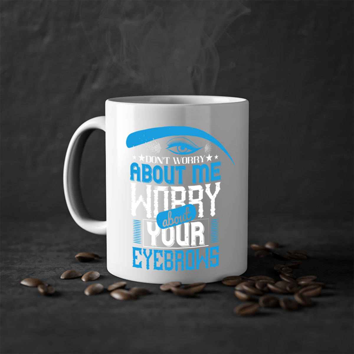 A stylish two-tone ceramic mug with a humorous quote, featuring a colored handle and interior, available in multiple colors.