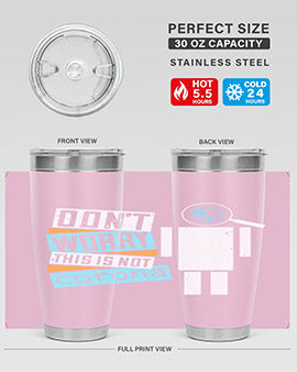 Dont Worry This Is Not Corona Tumbler in stainless steel with a drink-thru lid, showcasing its sleek design and vibrant print.