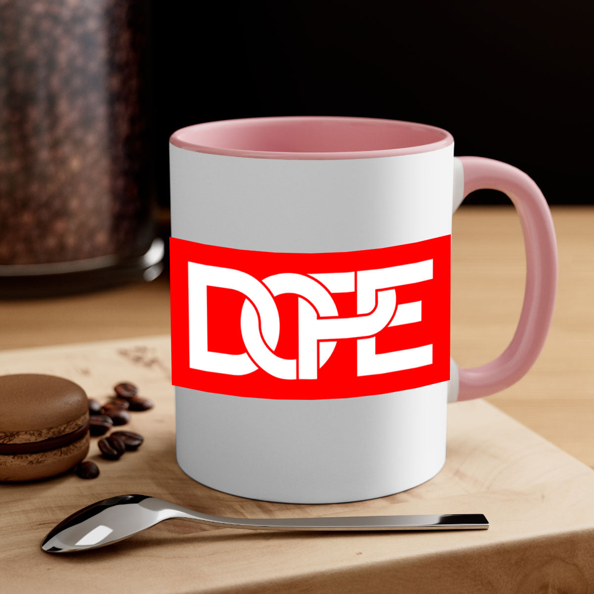 Dope 168# Mug featuring black words and phrases, available in multiple colors with a glossy finish.