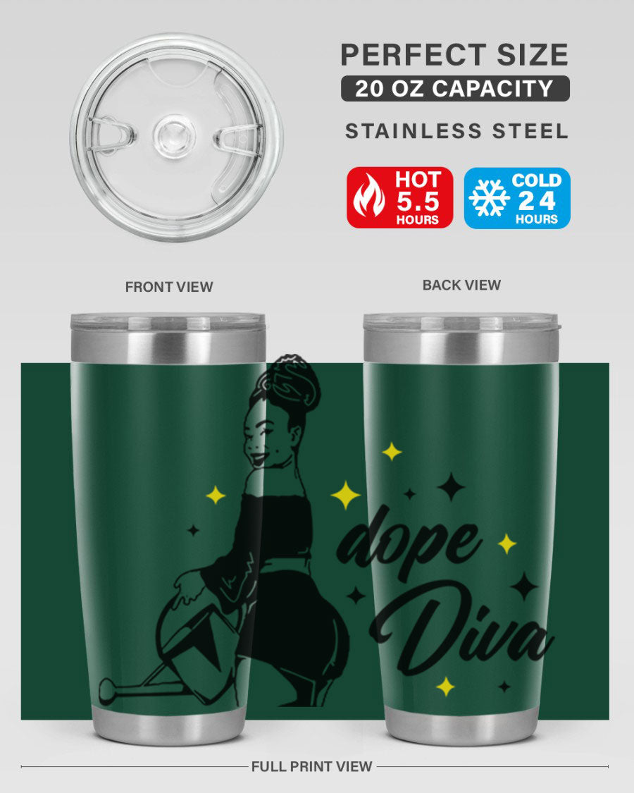 Dope Diva 4# Tumbler in stainless steel with a stylish design, perfect for keeping drinks hot or cold.