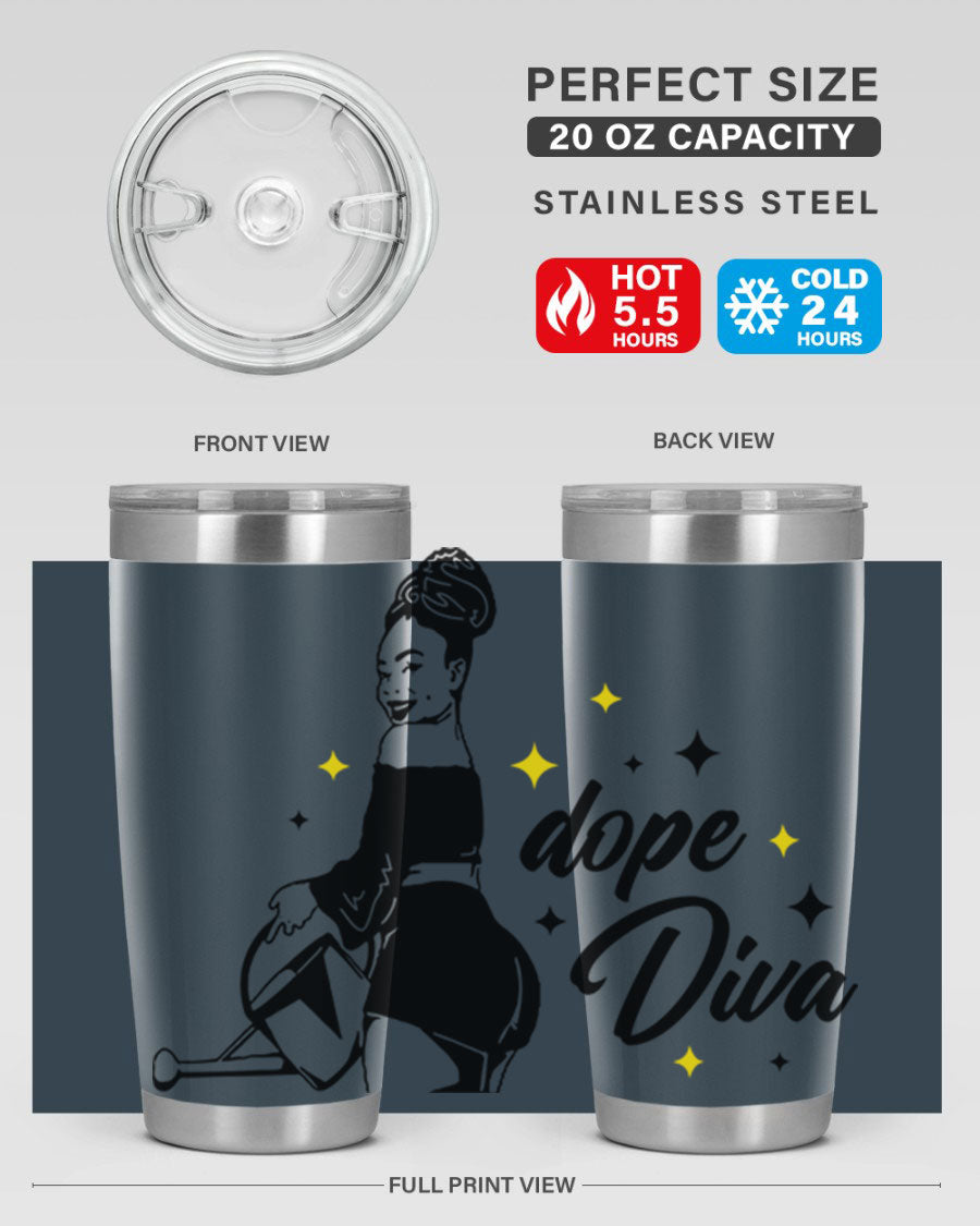 Dope Diva 4# Tumbler in stainless steel with a stylish design, perfect for keeping drinks hot or cold.