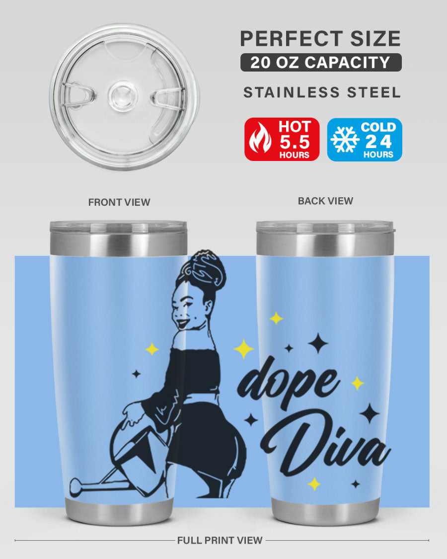 Dope Diva 4# Tumbler in stainless steel with a stylish design, perfect for keeping drinks hot or cold.