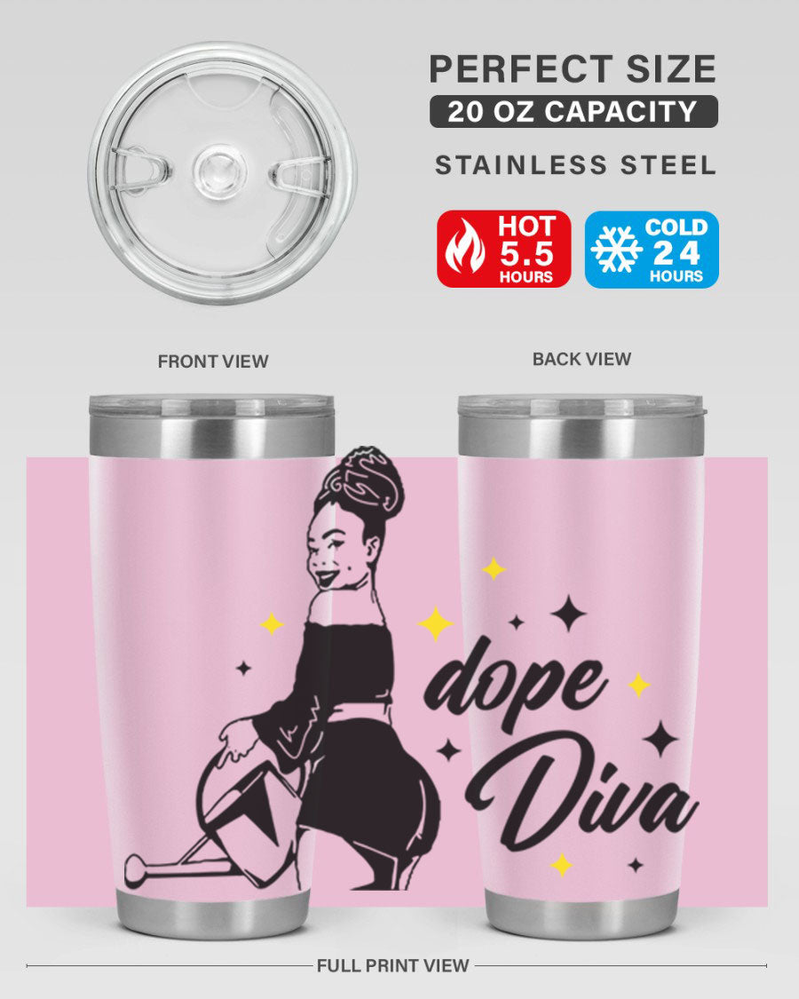 Dope Diva 4# Tumbler in stainless steel with a stylish design, perfect for keeping drinks hot or cold.