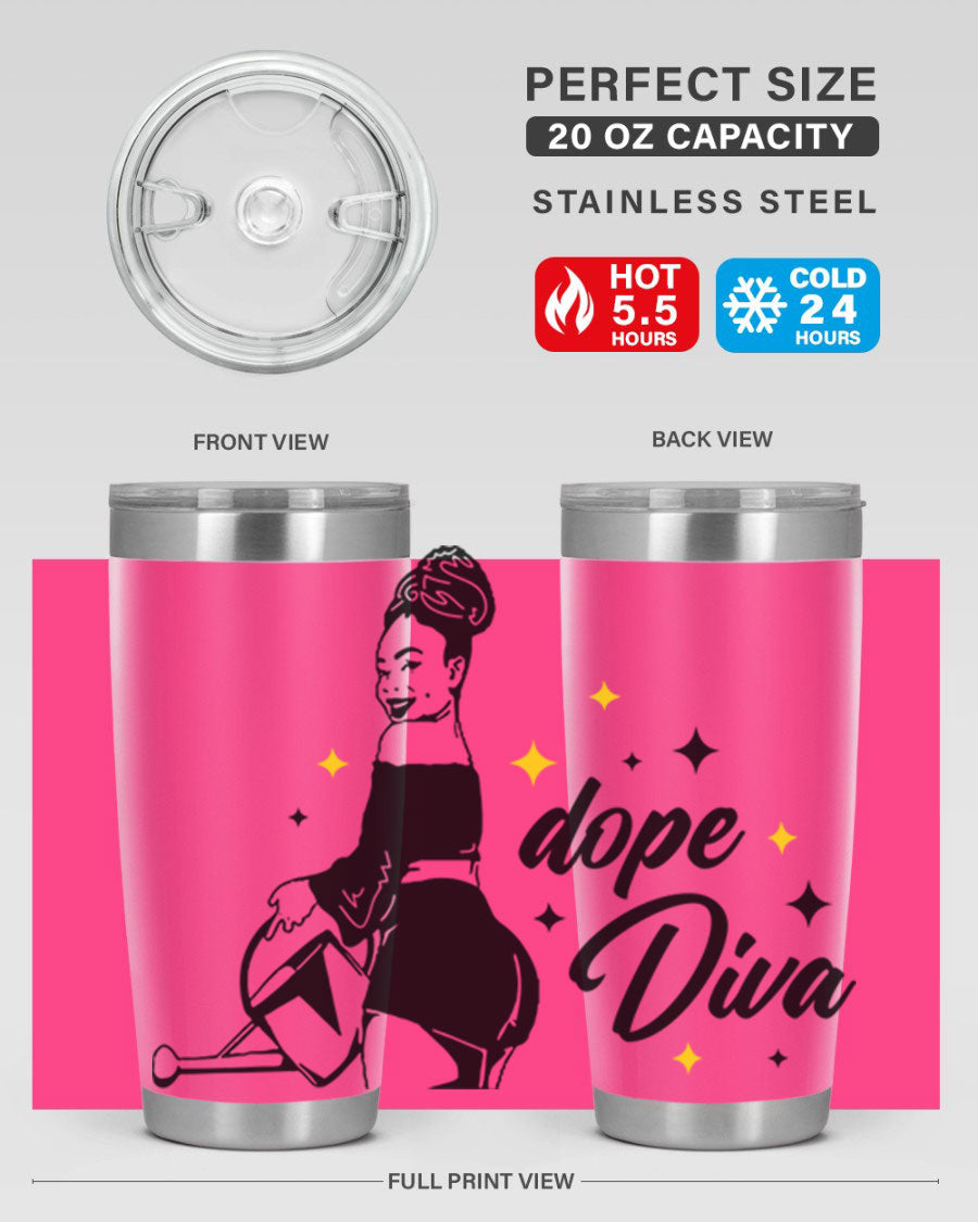Dope Diva 4# Tumbler in stainless steel with a stylish design, perfect for keeping drinks hot or cold.