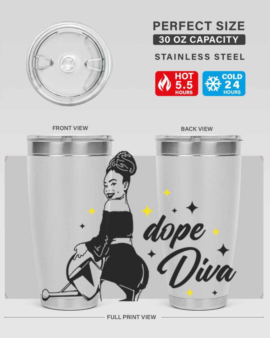 Dope Diva 4# Tumbler in stainless steel with a stylish design, perfect for keeping drinks hot or cold.