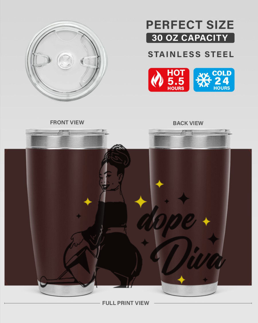 Dope Diva 4# Tumbler in stainless steel with a stylish design, perfect for keeping drinks hot or cold.