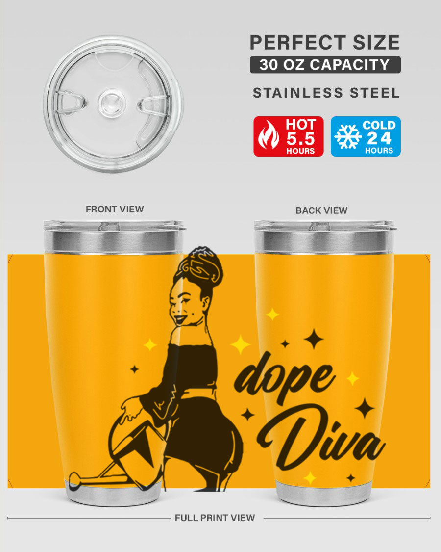 Dope Diva 4# Tumbler in stainless steel with a stylish design, perfect for keeping drinks hot or cold.