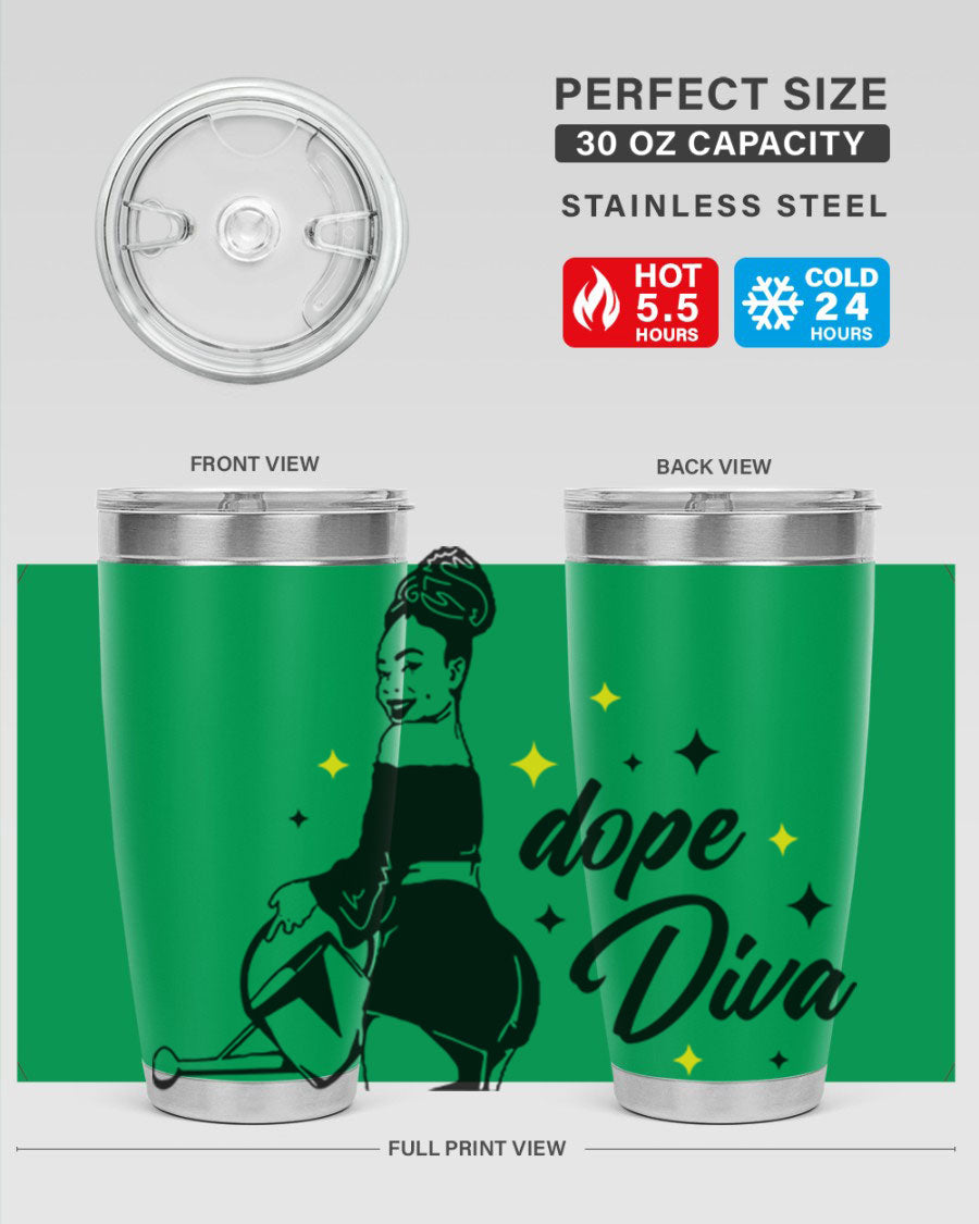 Dope Diva 4# Tumbler in stainless steel with a stylish design, perfect for keeping drinks hot or cold.