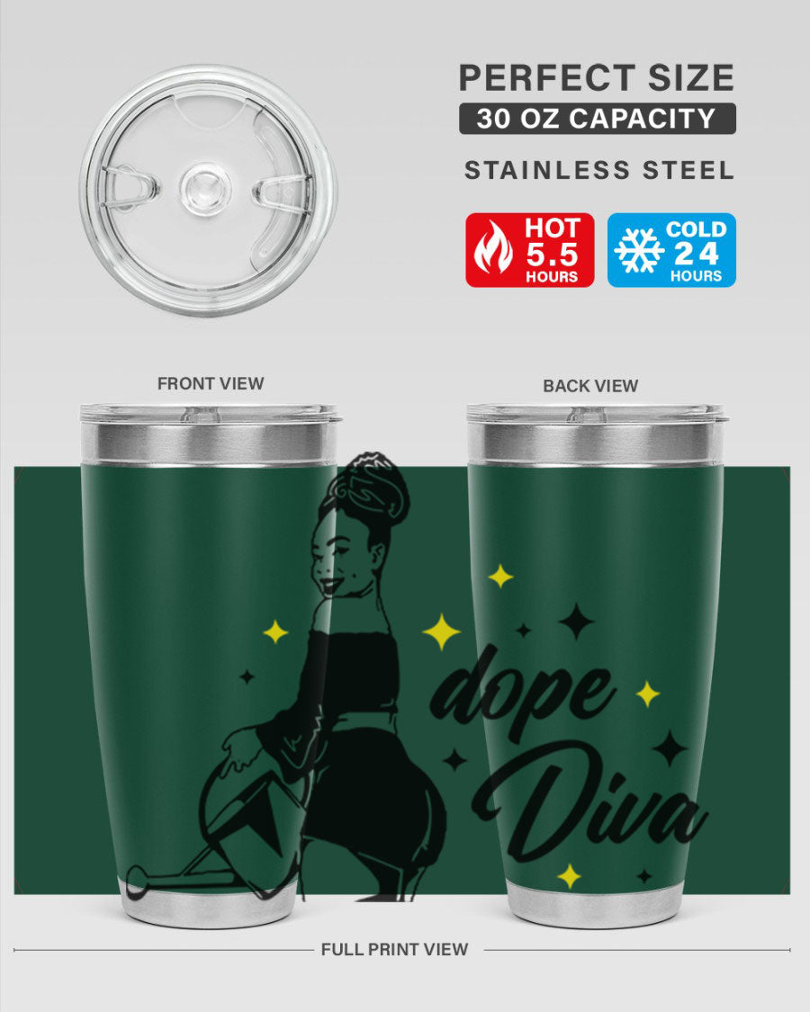 Dope Diva 4# Tumbler in stainless steel with a stylish design, perfect for keeping drinks hot or cold.