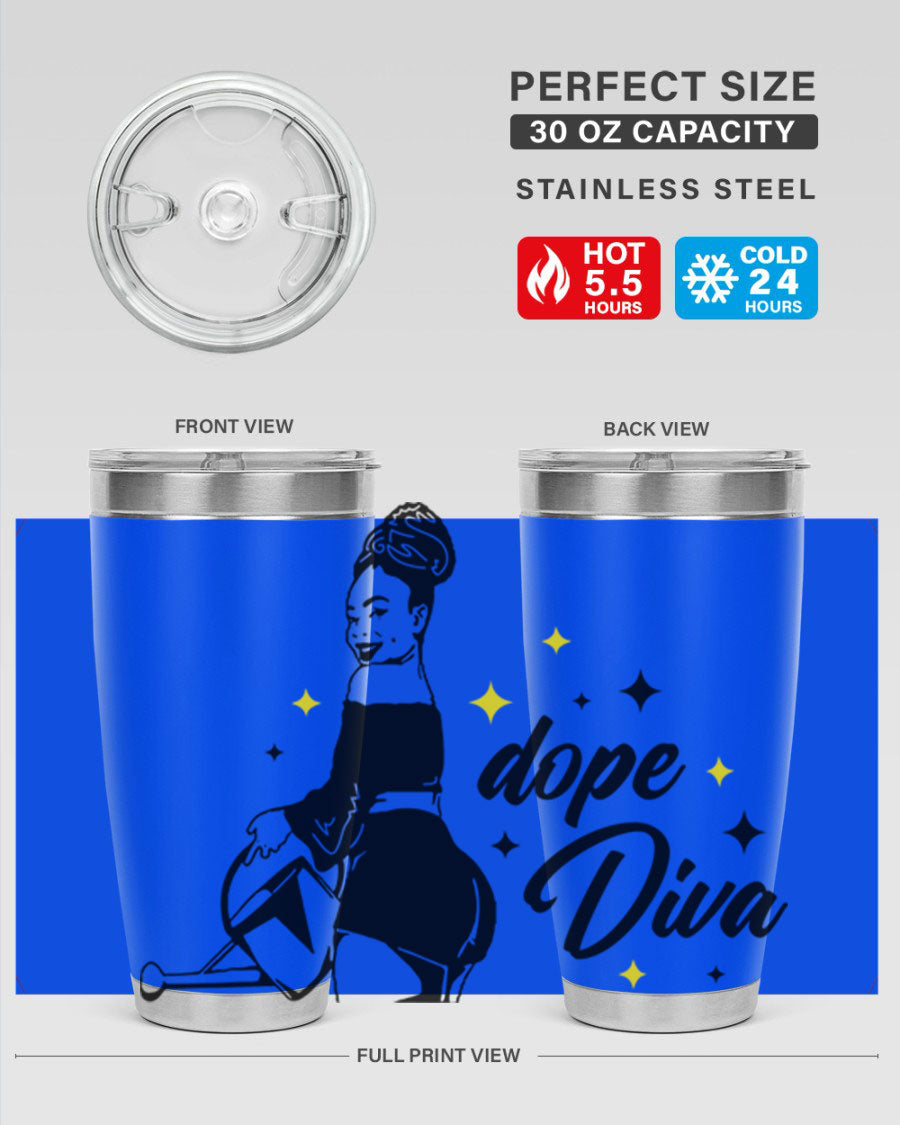 Dope Diva 4# Tumbler in stainless steel with a stylish design, perfect for keeping drinks hot or cold.