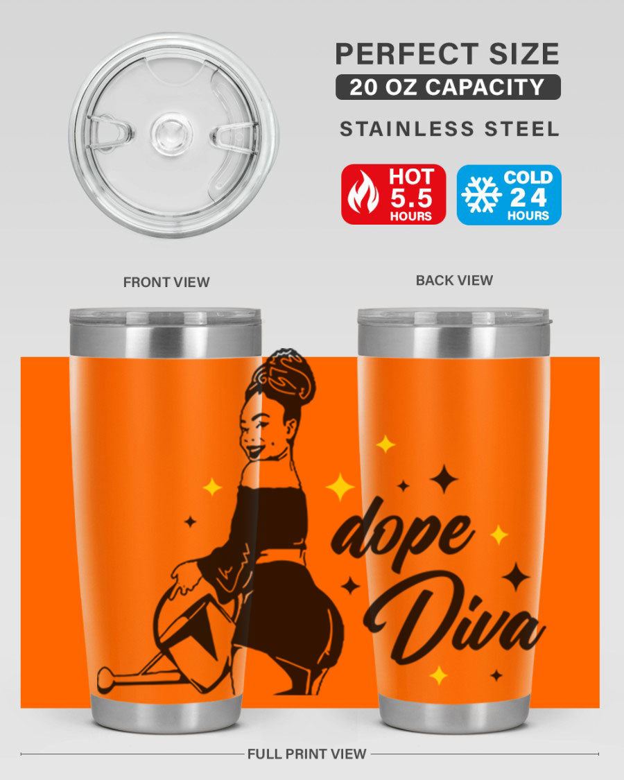 Dope Diva 4# Tumbler in stainless steel with a stylish design, perfect for keeping drinks hot or cold.