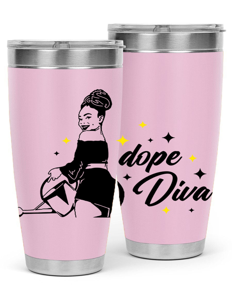 Dope Diva 4# Tumbler in stainless steel with a stylish design, perfect for keeping drinks hot or cold.