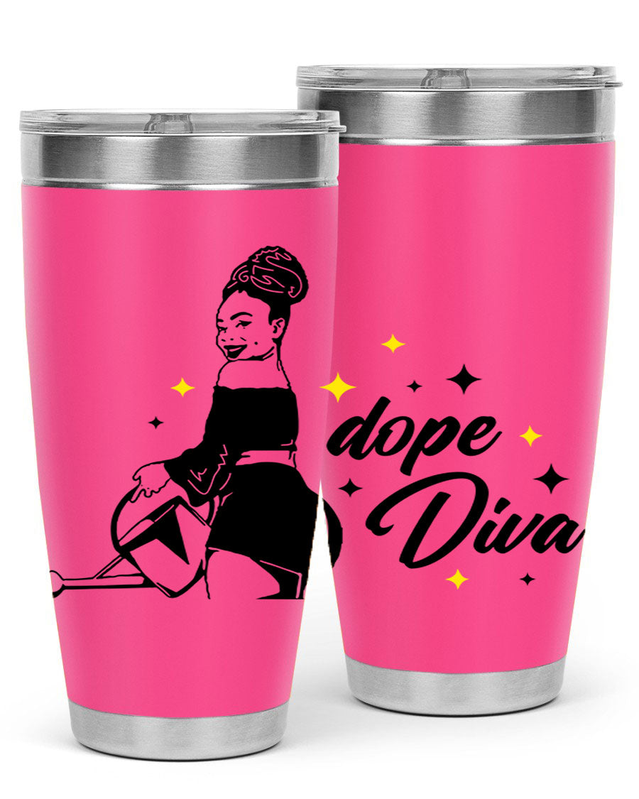 Dope Diva 4# Tumbler in stainless steel with a stylish design, perfect for keeping drinks hot or cold.
