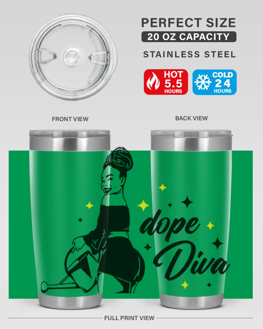 Dope Diva 4# Tumbler in stainless steel with a stylish design, perfect for keeping drinks hot or cold.