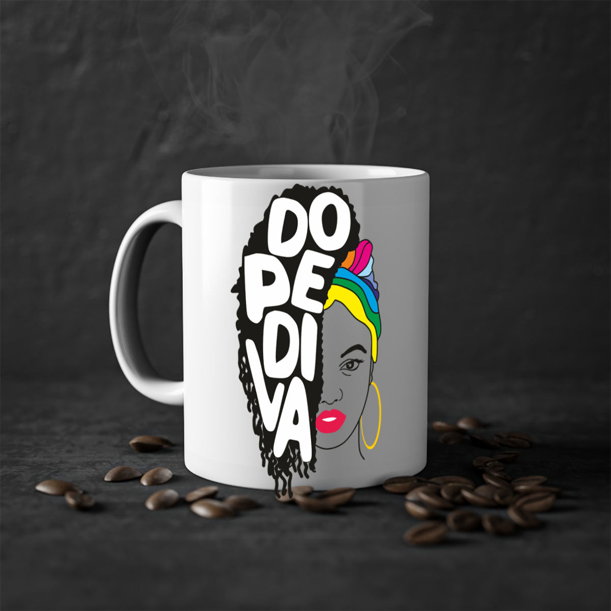 Dope Diva 5# Mug featuring a two-tone design with a colored handle and glossy finish, available in multiple colors.