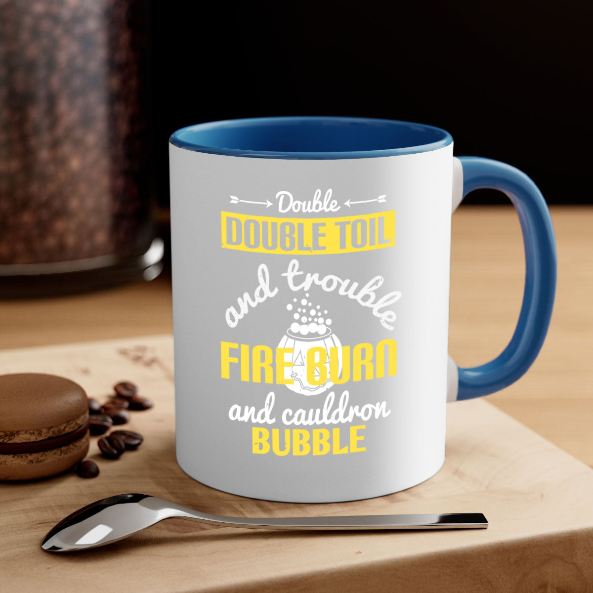 Double double toil and 115# Halloween Mug with colorful handle and glossy finish, perfect for coffee and tea lovers.