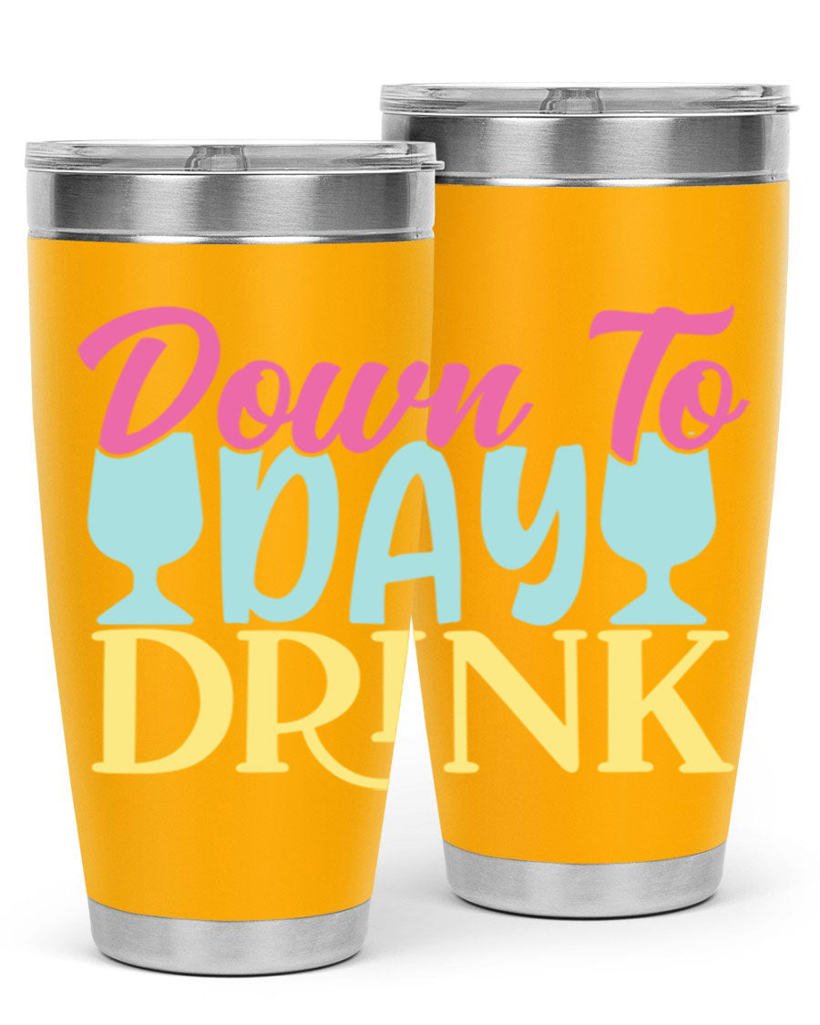 Down to Day Drink 131# Beer Tumbler in stainless steel with a drink-thru lid, showcasing its sleek design and double wall insulation.