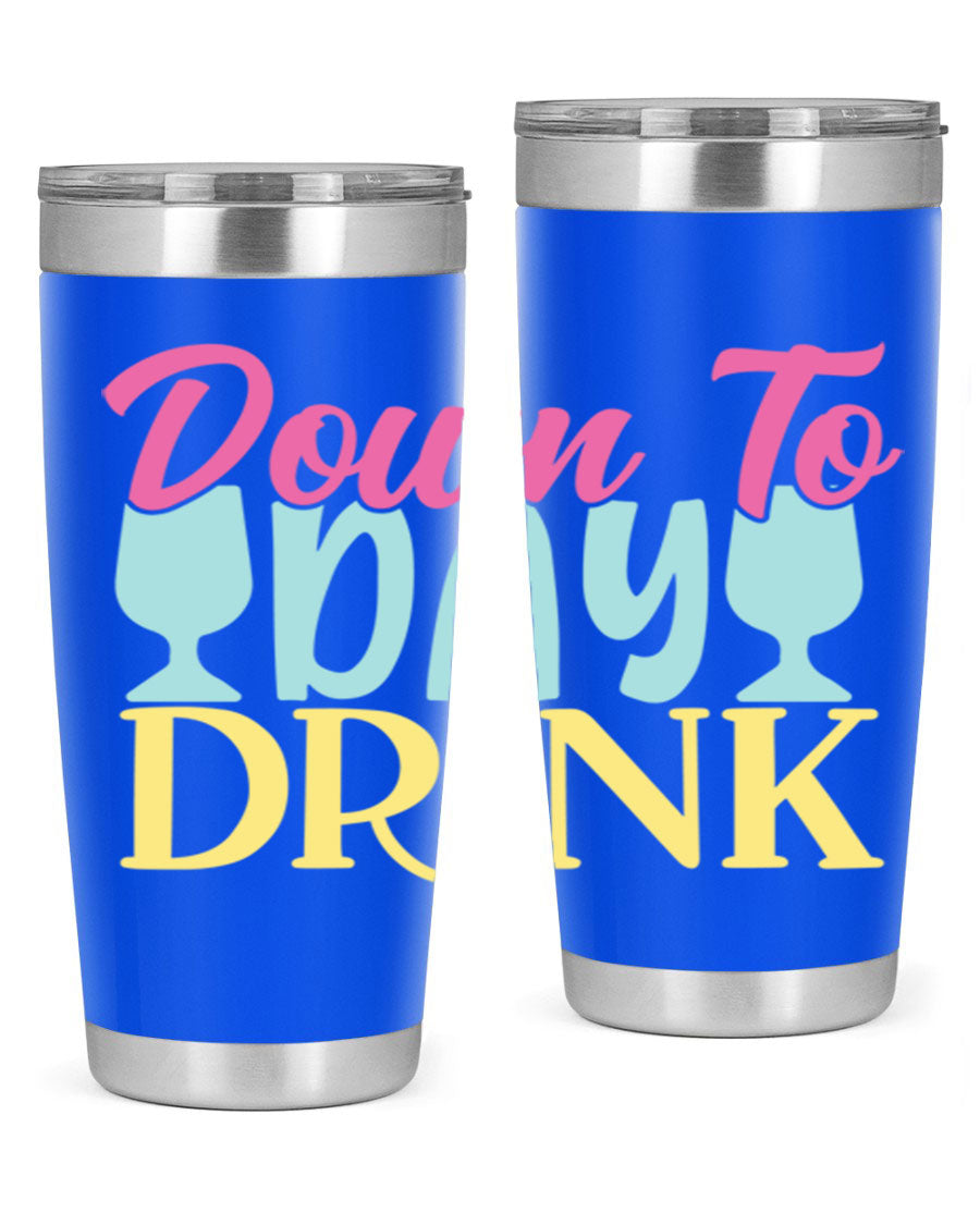 Down to Day Drink 131# Beer Tumbler in stainless steel with a drink-thru lid, showcasing its sleek design and double wall insulation.