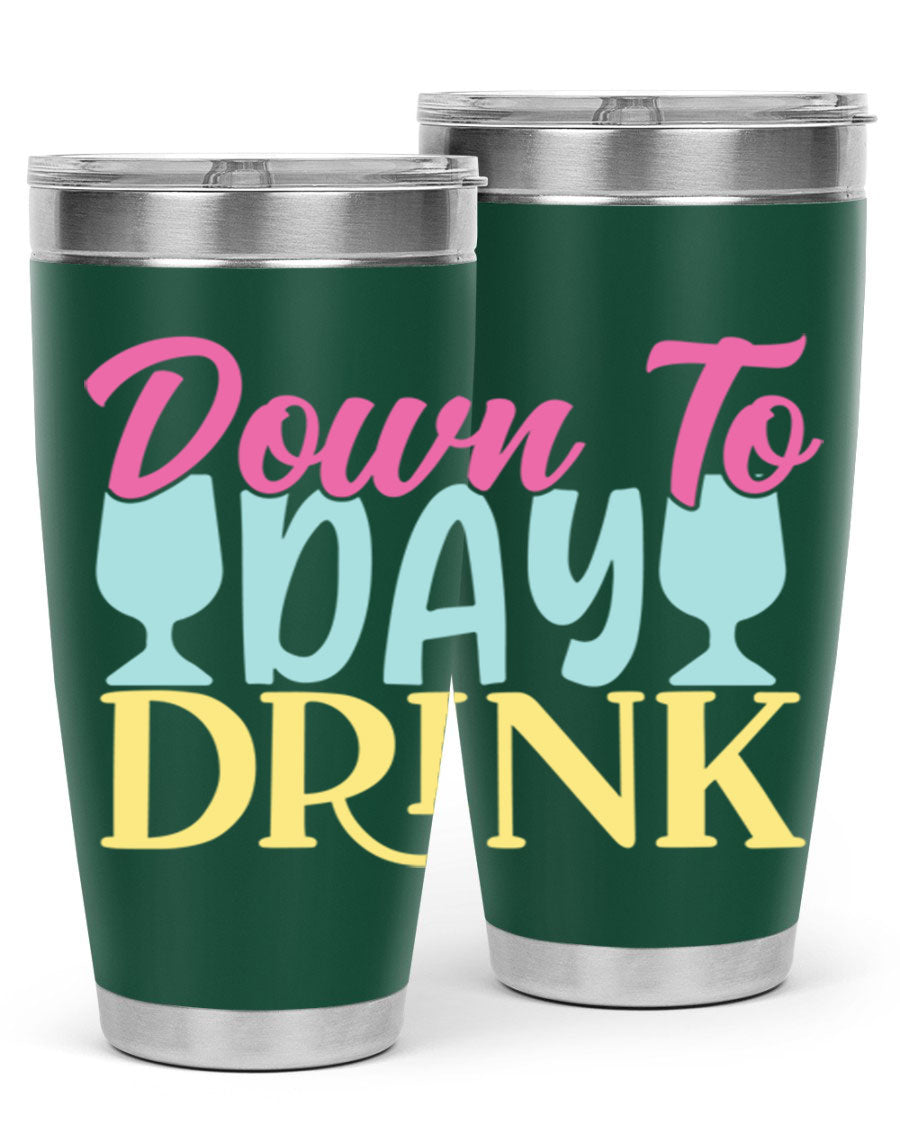 Down to Day Drink 131# Beer Tumbler in stainless steel with a drink-thru lid, showcasing its sleek design and double wall insulation.
