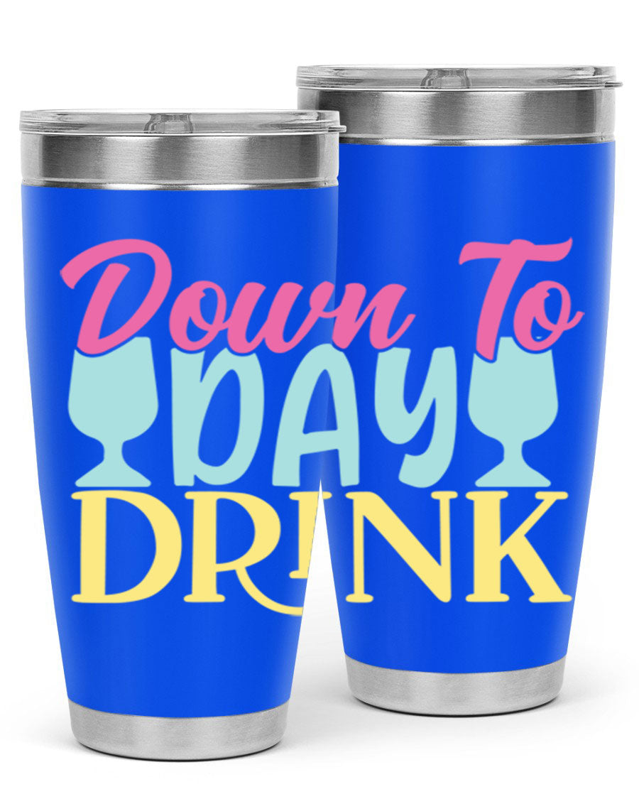 Down to Day Drink 131# Beer Tumbler in stainless steel with a drink-thru lid, showcasing its sleek design and double wall insulation.