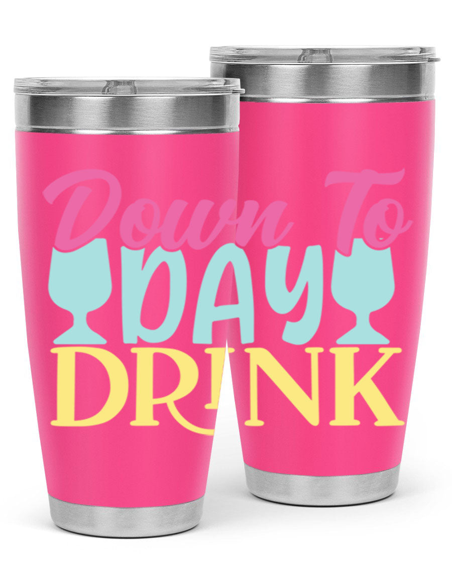 Down to Day Drink 131# Beer Tumbler in stainless steel with a drink-thru lid, showcasing its sleek design and double wall insulation.
