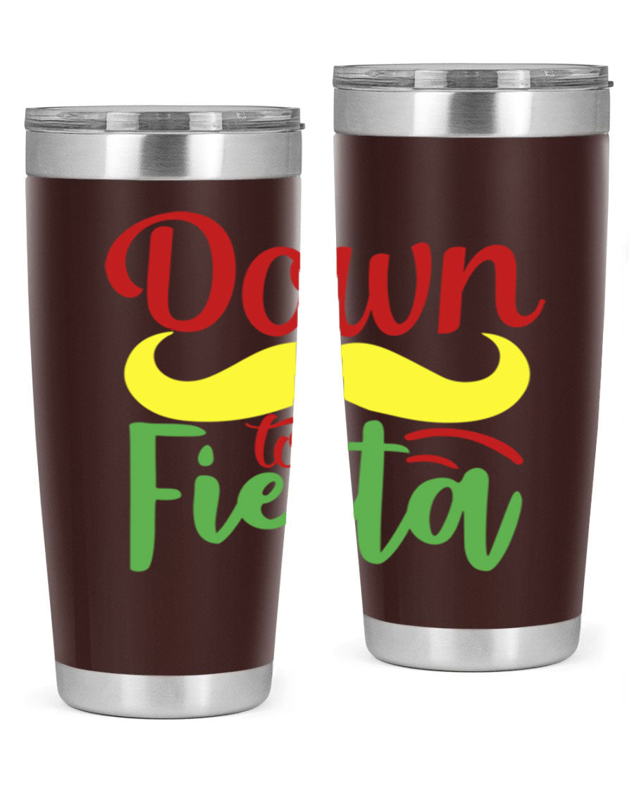 Down to Fiesta 20oz Tumbler featuring vibrant design, double wall vacuum insulation, and a press-in drink-thru lid.