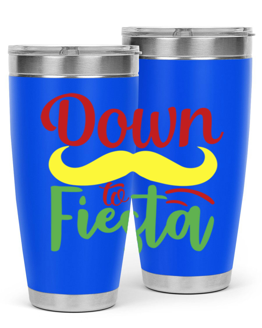 Down to Fiesta 20oz Tumbler featuring vibrant design, double wall vacuum insulation, and a press-in drink-thru lid.
