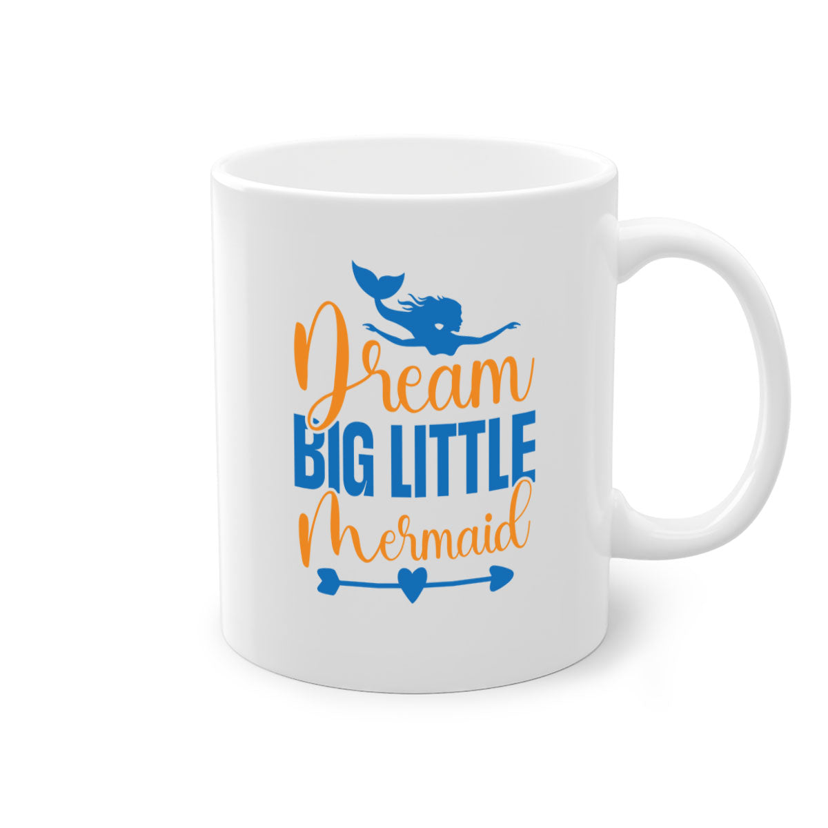 Dream Big Little Mermaid Mug with colorful handle and glossy finish, perfect for coffee or tea lovers.