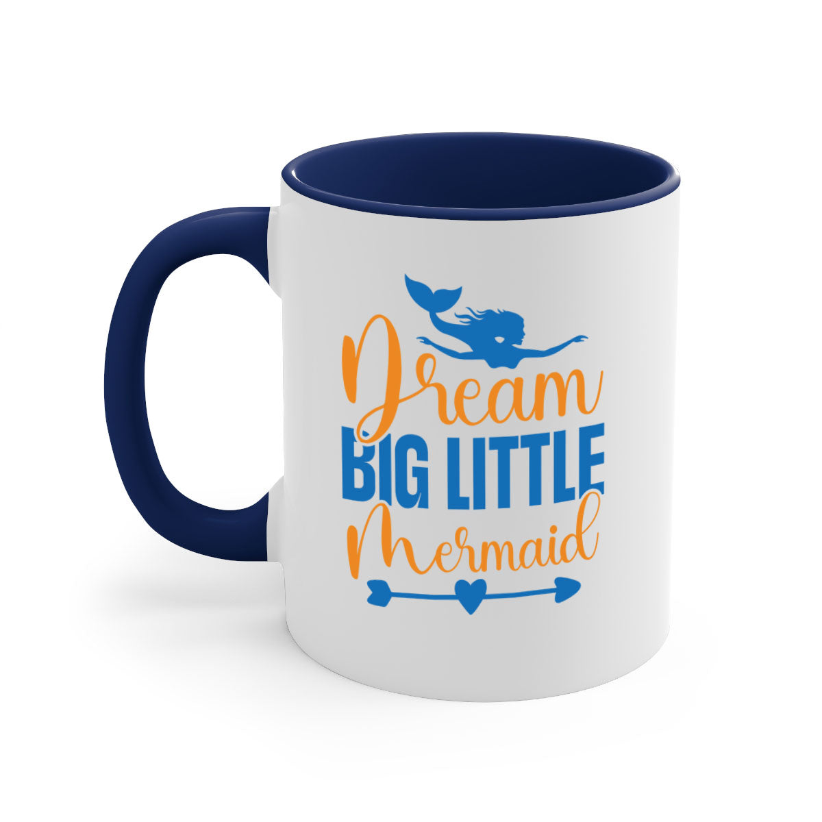 Dream Big Little Mermaid Mug with colorful handle and glossy finish, perfect for coffee or tea lovers.