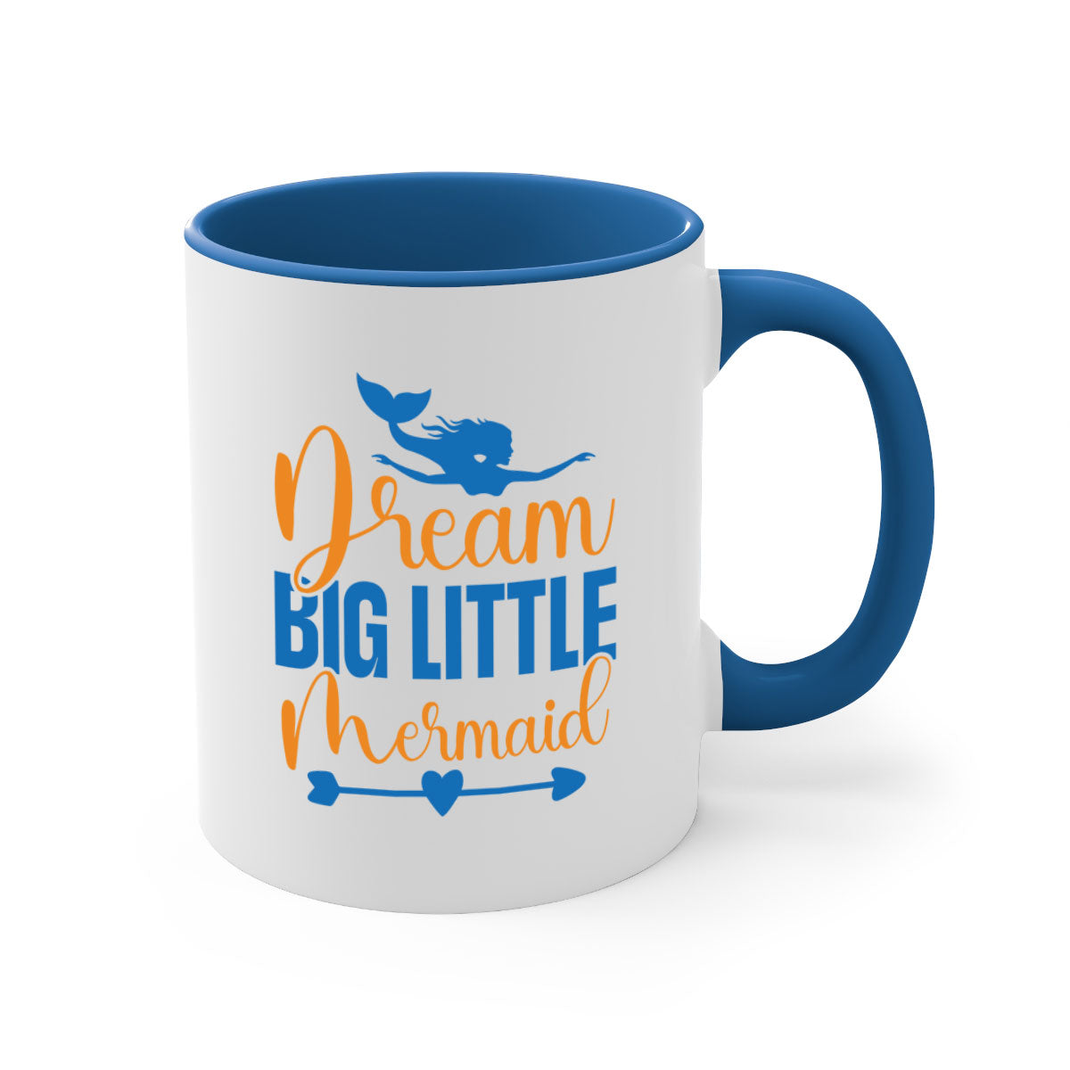 Dream Big Little Mermaid Mug with colorful handle and glossy finish, perfect for coffee or tea lovers.