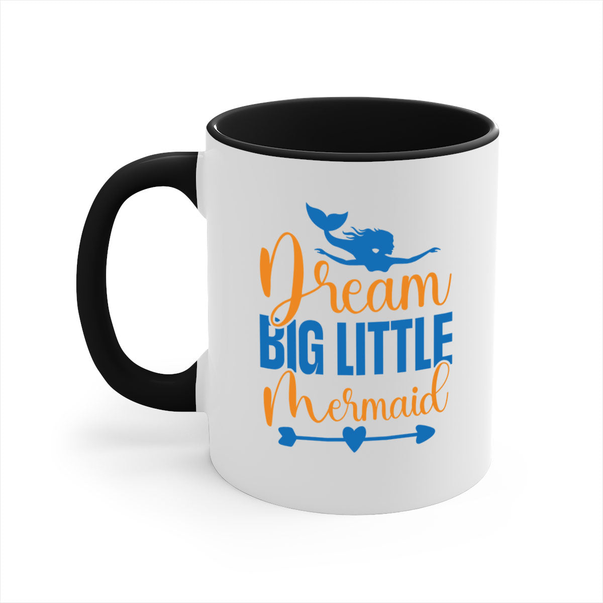 Dream Big Little Mermaid Mug with colorful handle and glossy finish, perfect for coffee or tea lovers.