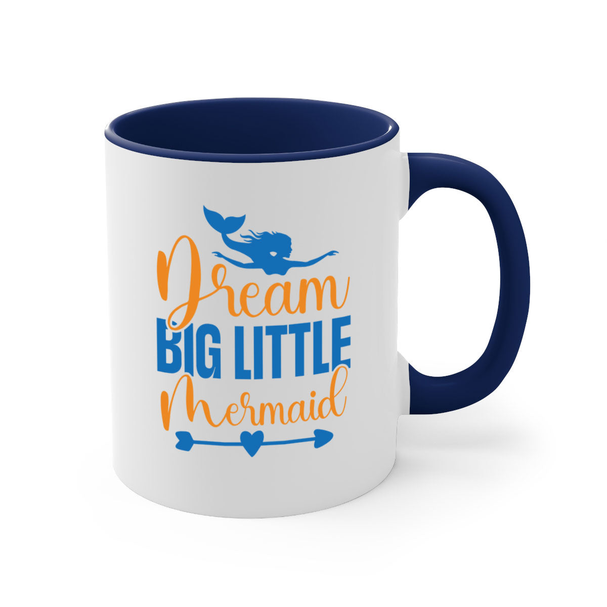 Dream Big Little Mermaid Mug with colorful handle and glossy finish, perfect for coffee or tea lovers.