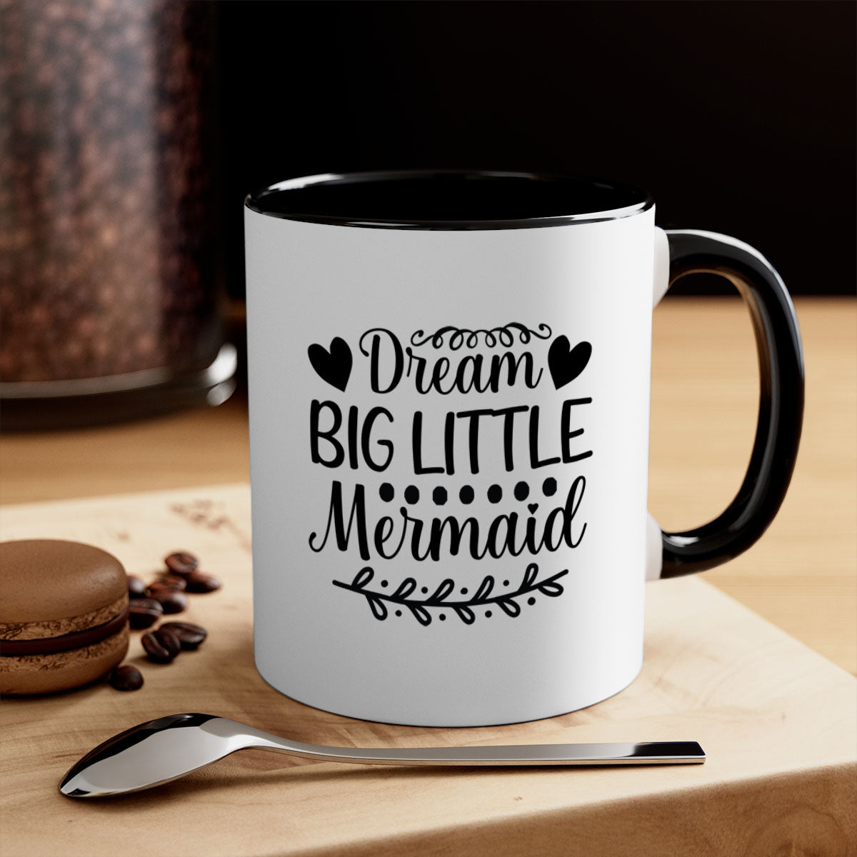 Dream Big Little Mermaid Mug with colorful handle and glossy finish, perfect for coffee and tea lovers.