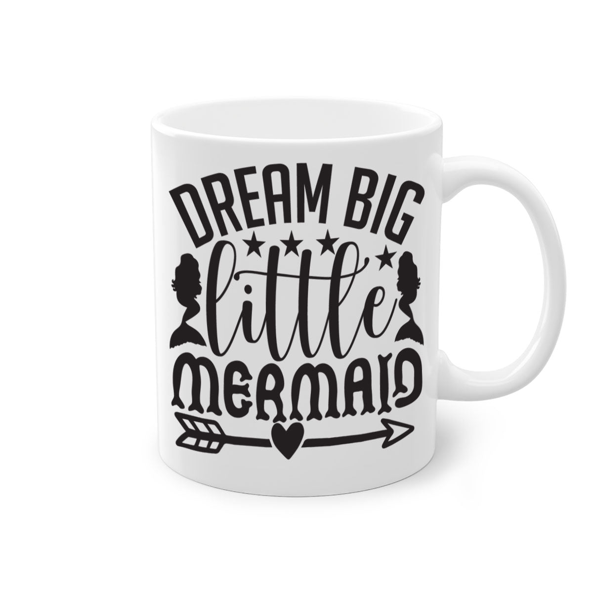 Dream Big Little Mermaid Mug featuring a glossy finish, colorful handle, and interior, available in five colors.