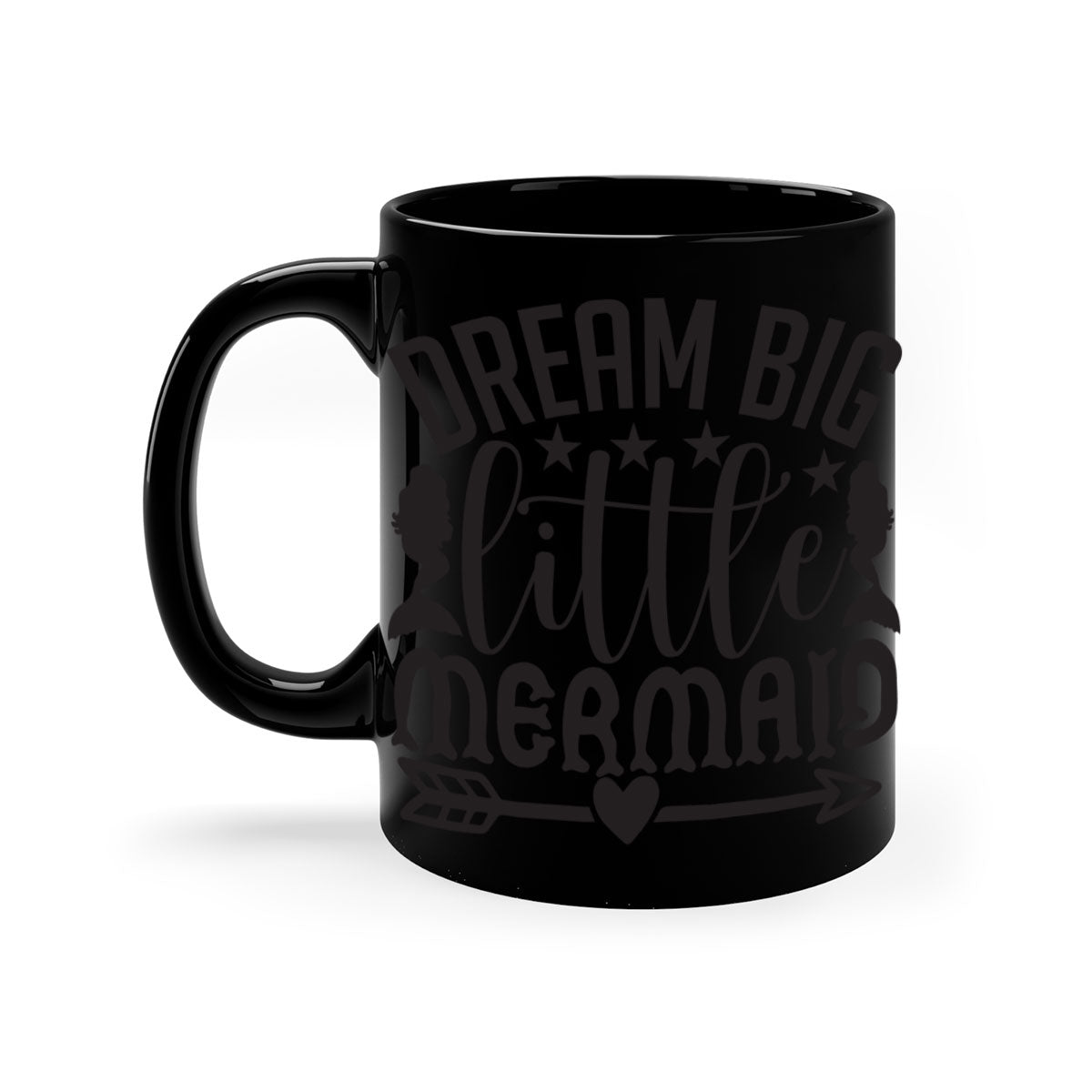 Dream Big Little Mermaid Mug featuring a glossy finish, colorful handle, and interior, available in five colors.