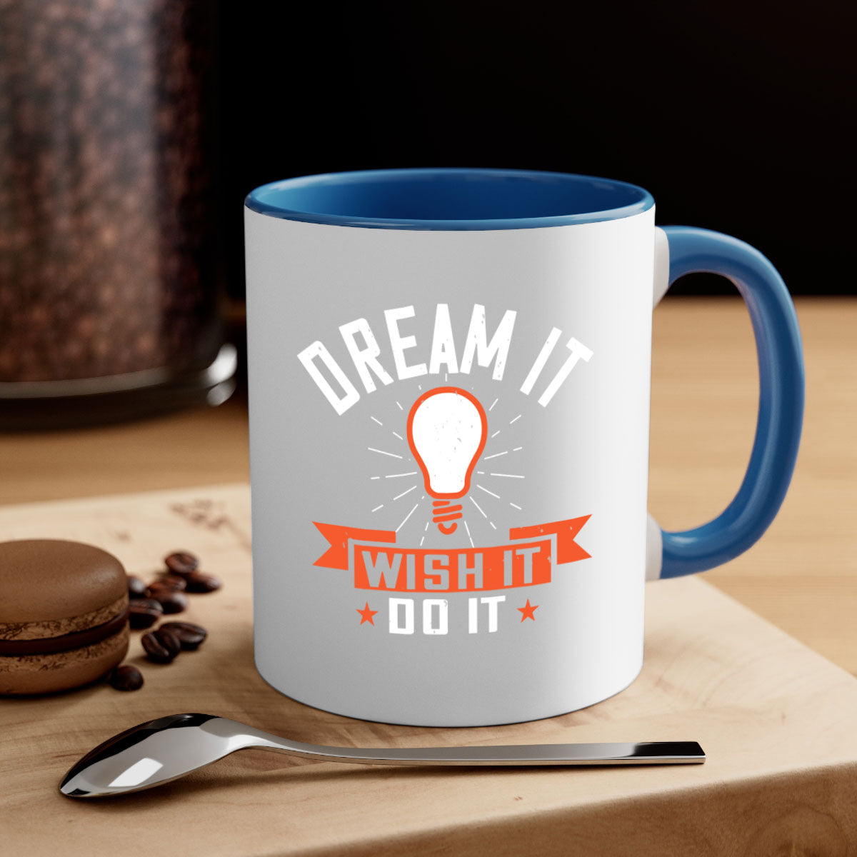 Dream it Wish it Do it Style 41# Mug with a glossy finish, featuring a colored handle and interior, available in multiple colors.