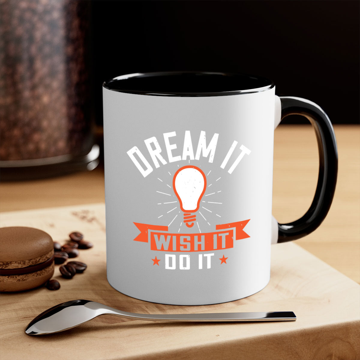 Dream it Wish it Do it Style 41# Mug with a glossy finish, featuring a colored handle and interior, available in multiple colors.
