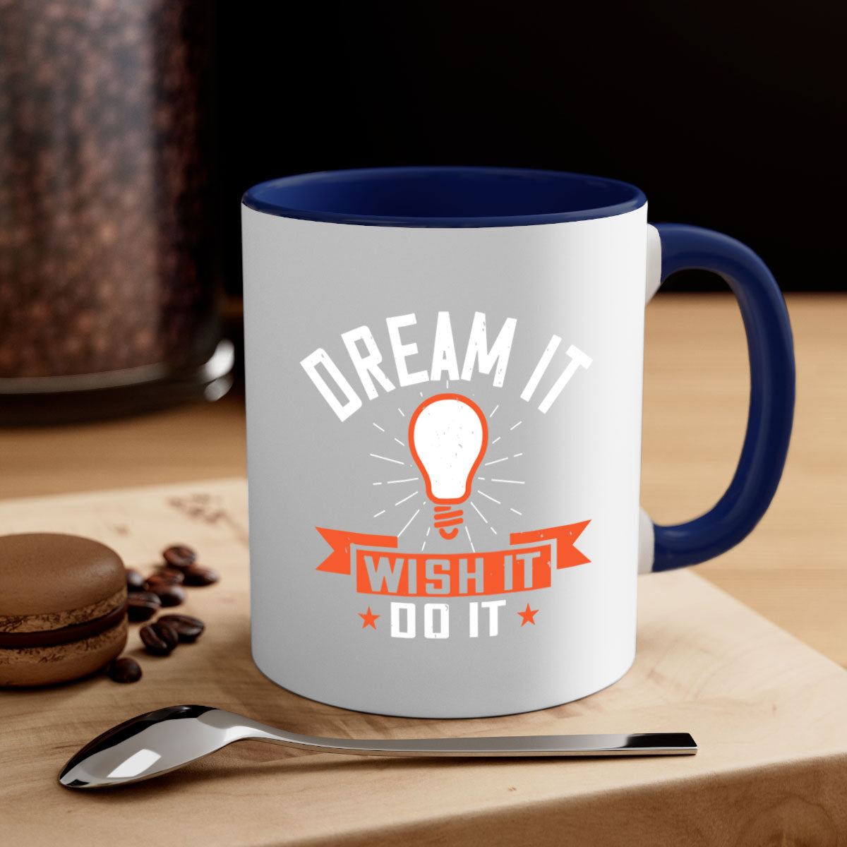 Dream it Wish it Do it Style 41# Mug with a glossy finish, featuring a colored handle and interior, available in multiple colors.