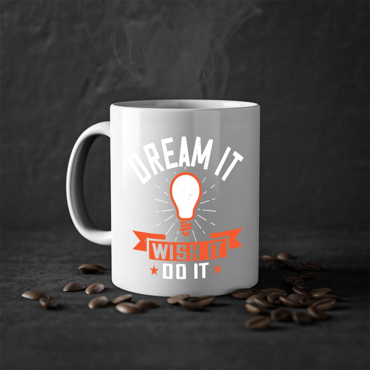 Dream it Wish it Do it Style 41# Mug with a glossy finish, featuring a colored handle and interior, available in multiple colors.