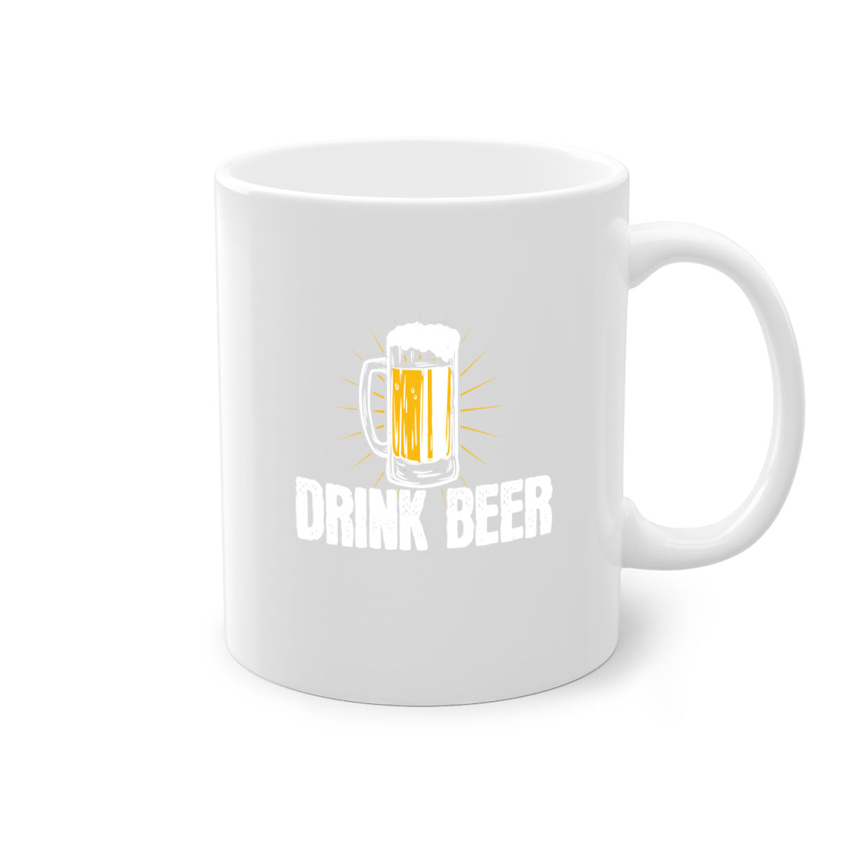 Drink Beer 92# Mug featuring a glossy finish, colored handle, and interior, available in multiple colors and sizes.