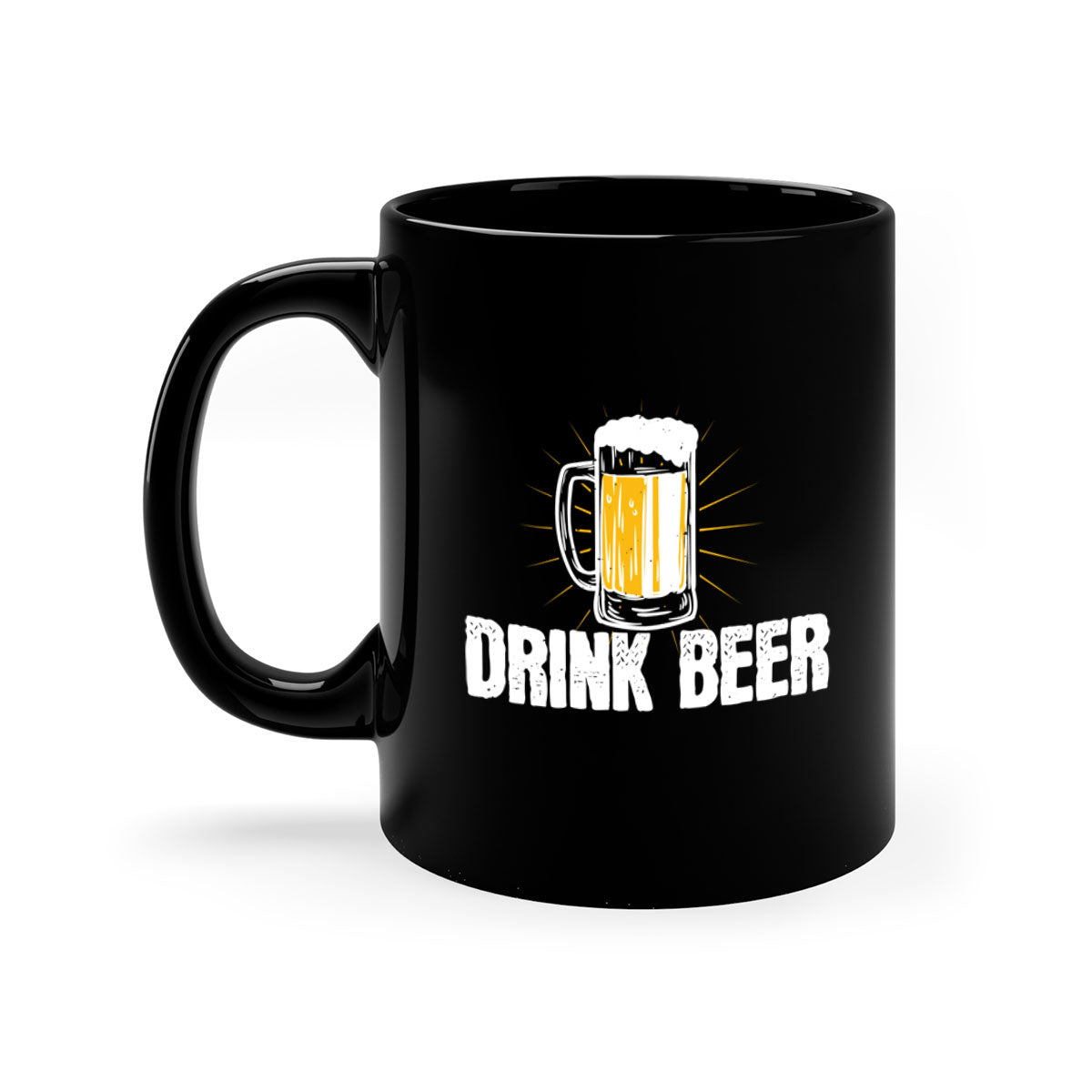 Drink Beer 92# Mug featuring a glossy finish, colored handle, and interior, available in multiple colors and sizes.