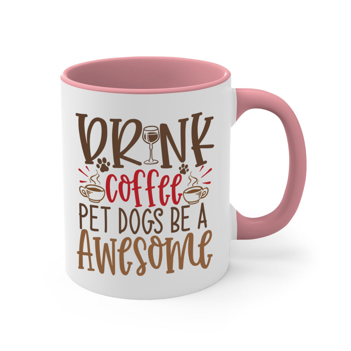 A stylish two-tone ceramic coffee mug featuring a colorful handle and interior, perfect for dog lovers and coffee enthusiasts.