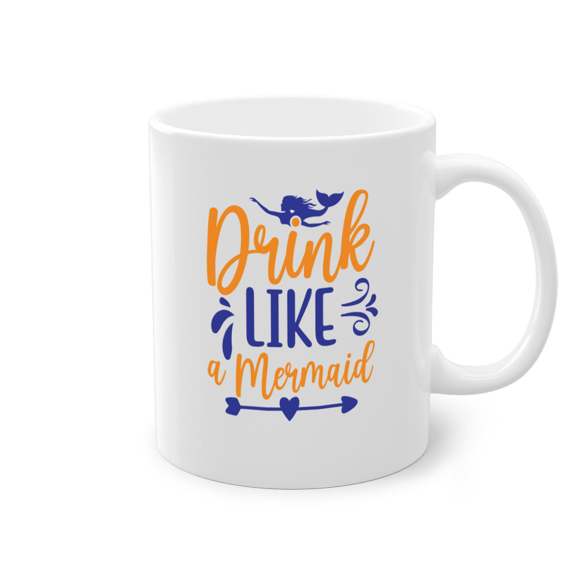 Drink Like a Mermaid 137# Mug featuring a glossy finish, colorful handle, and interior, available in multiple sizes.