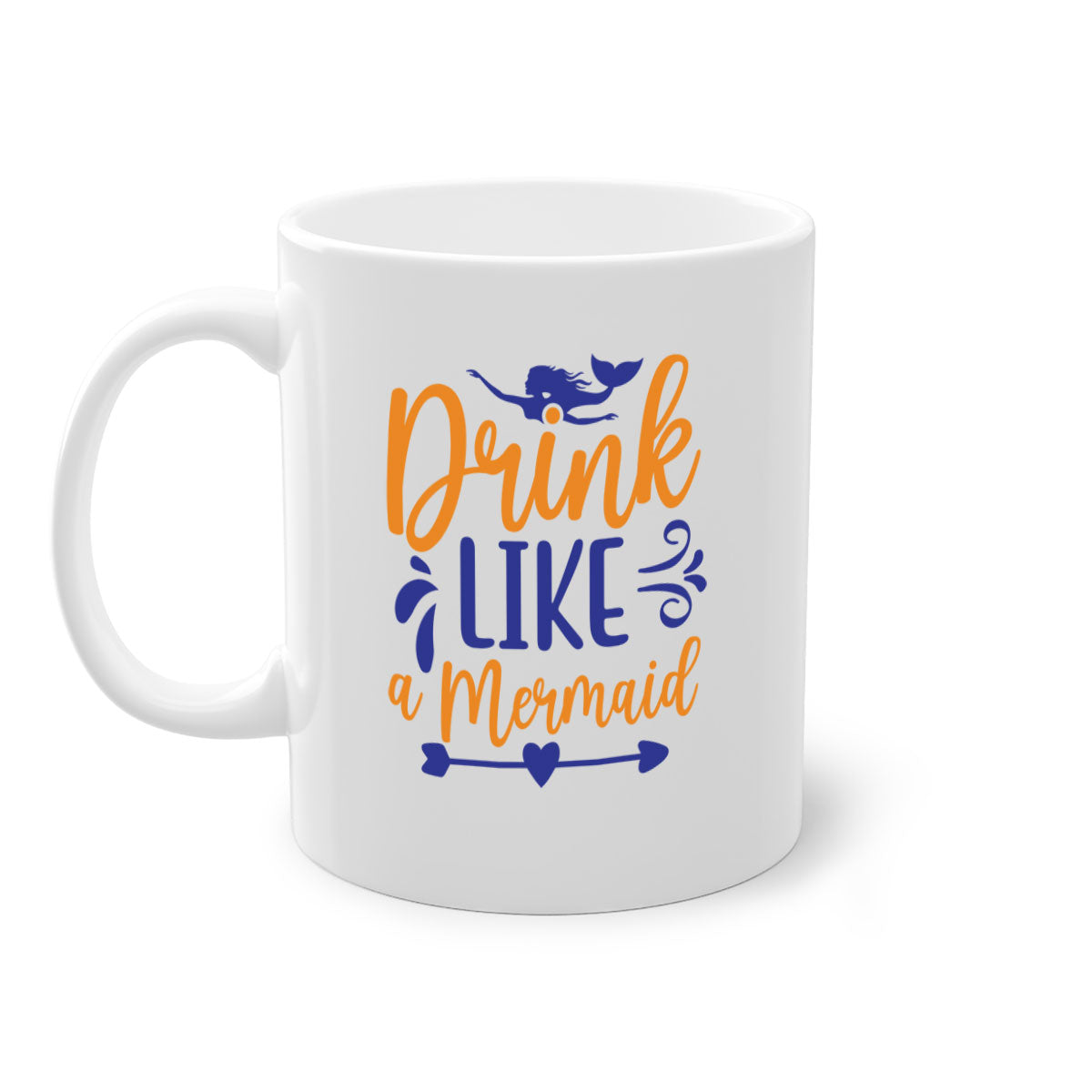 Drink Like a Mermaid 137# Mug featuring a glossy finish, colorful handle, and interior, available in multiple sizes.