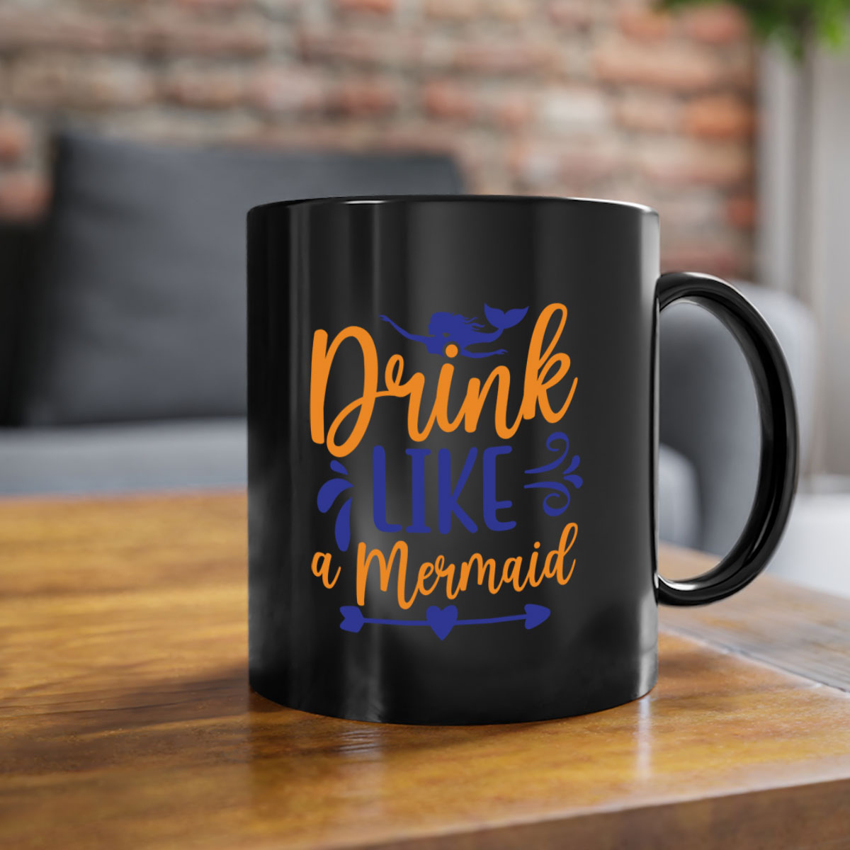 Drink Like a Mermaid 137# Mug featuring a glossy finish, colorful handle, and interior, available in multiple sizes.