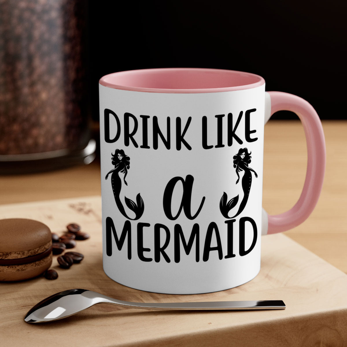 Colorful Drink like a mermaid Mug with glossy finish and easy-grip handle, available in multiple colors.