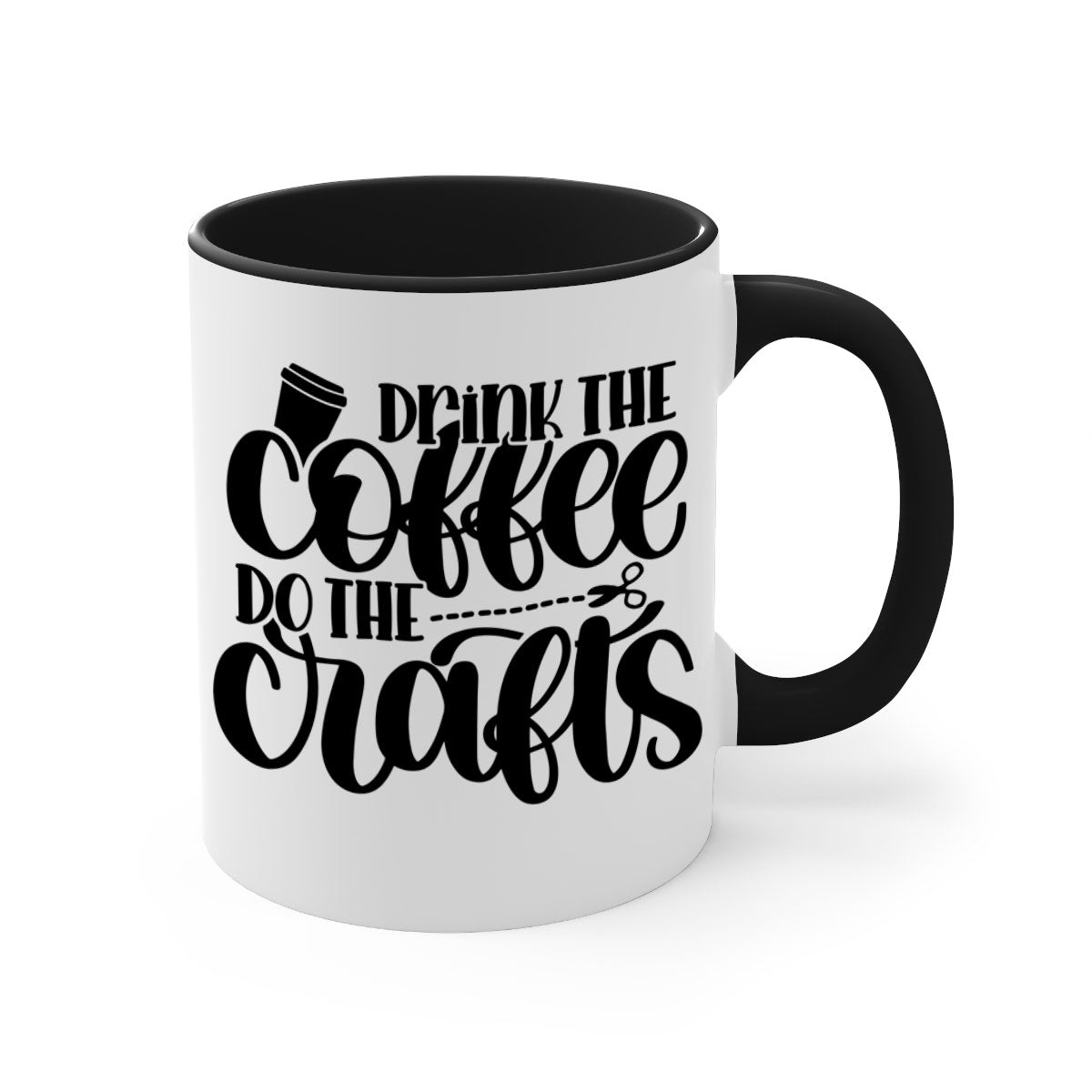 Drink The Coffee Do The Crafts 30# Mug featuring a glossy finish, colored handle, and interior in vibrant colors, perfect for coffee and crafting.
