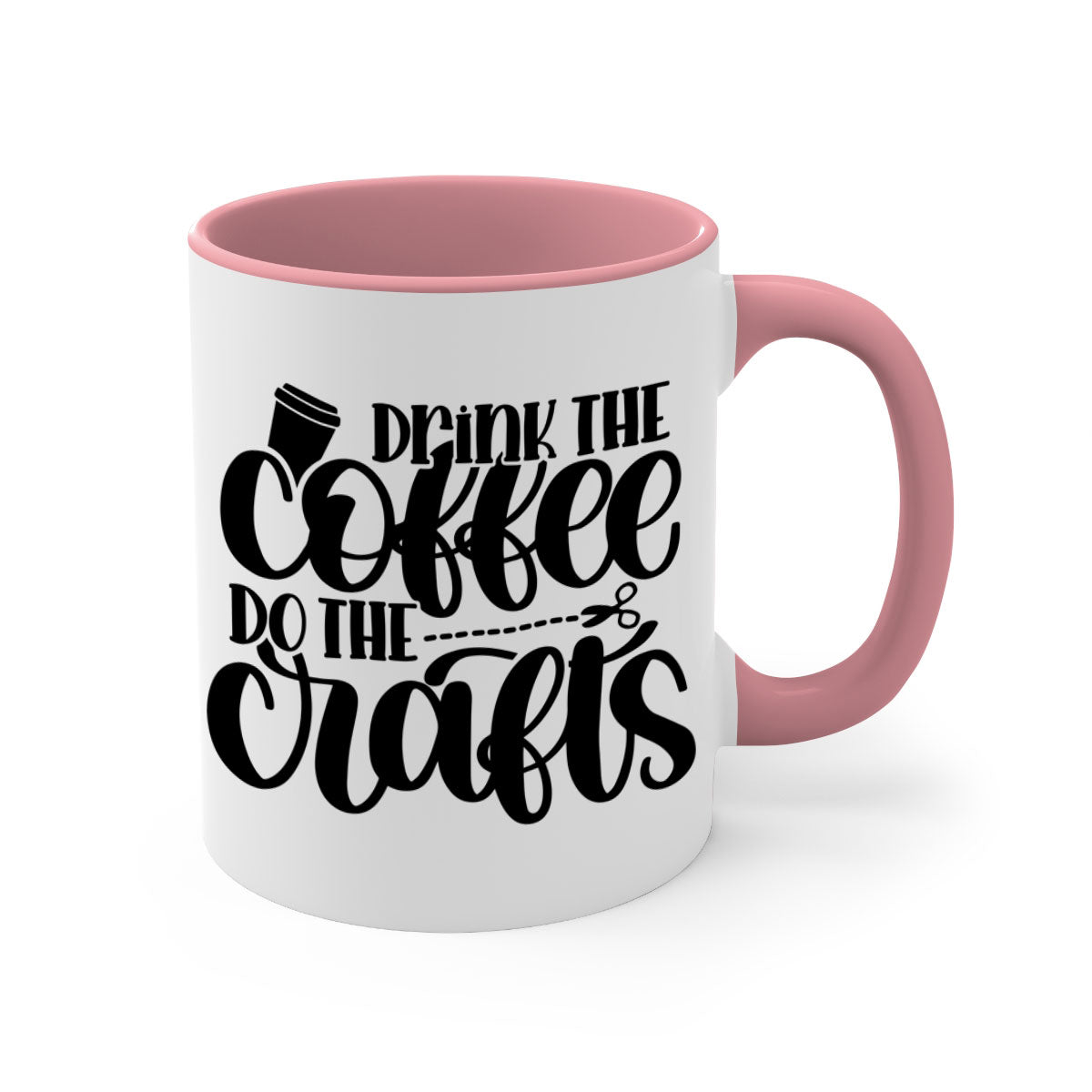 Drink The Coffee Do The Crafts 30# Mug featuring a glossy finish, colored handle, and interior in vibrant colors, perfect for coffee and crafting.